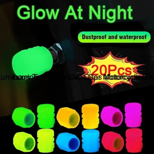 0PCS Fluorescent Tire Valve Stem Caps, Luminous Auto Wheel Air Valve Cap,Universal Decoration Accessories for Car/SUV/Bicycle/Trucks/Motorcycles ,Cool Car Gifts (20Pcs)